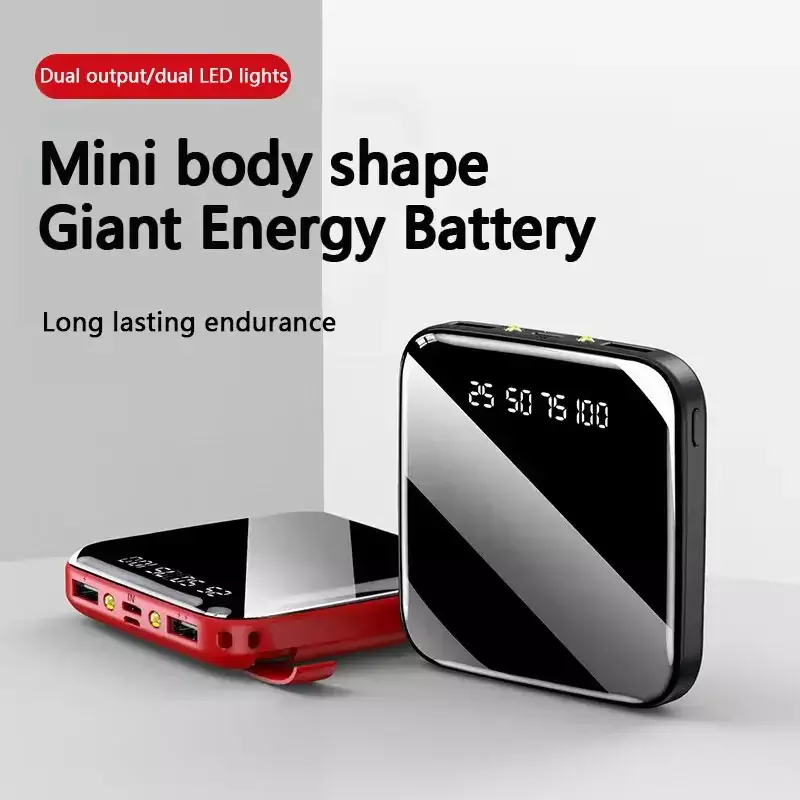 Mini banco de energía portátil con pantalla Digital LED, 50000mAh, pantalla de espejo, paquete de batería externa, Powerbank para teléfonos móviles