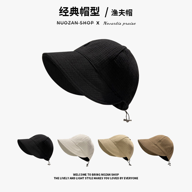 Four seasons Korean version of plain face and all-around sunshade fisherman hat with big head