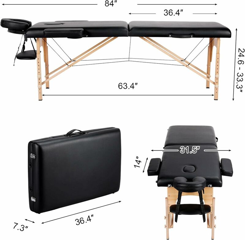 Topeakmart-Table de massage portable, lit de tatouage pour cils, lit pliant de beauté avec repose-sauna, accoudoir, palette à main réglable