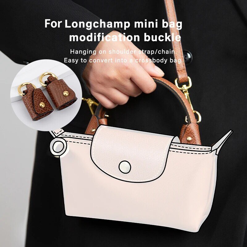 WUTA Aksesoris Transformasi Tas untuk For Longchamp Mini Tali Tas Pelubang Bebas Kulit Asli Tali Bahu Konversi Selempang