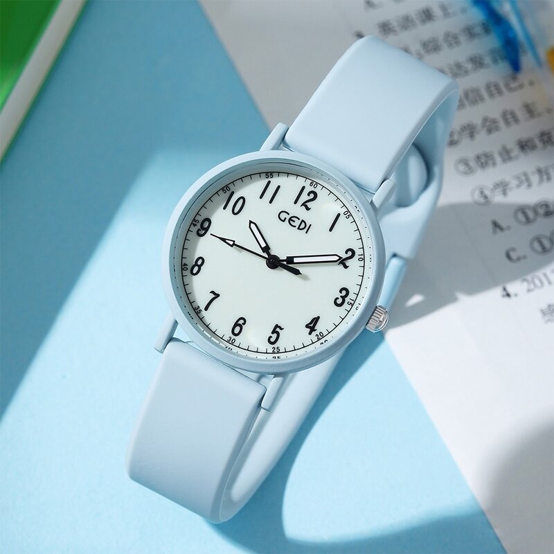 키즈 시계 핑크 실리콘 스트랩 소년 소녀 방수 학생 어린이 시계, 36mm 다이얼 쿼츠 손목 시계 새로운 2023