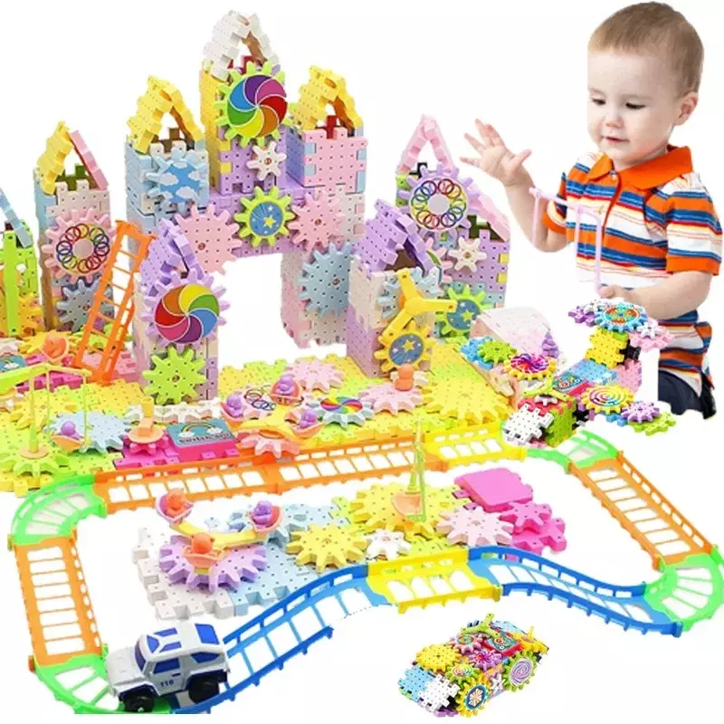 3D Electric Track Gears Model Building Blocks Plastic Kid House Blocks mattoni giocattoli educativi da costruzione per regali per bambini