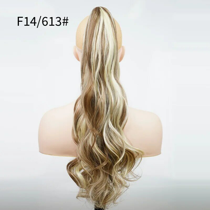 Synthetic Curly Chemical Fiber Long Hair Extensions 24 Inch Braiding Hair Pre Stretched Claw Clip Ponytail Wigs Wig
