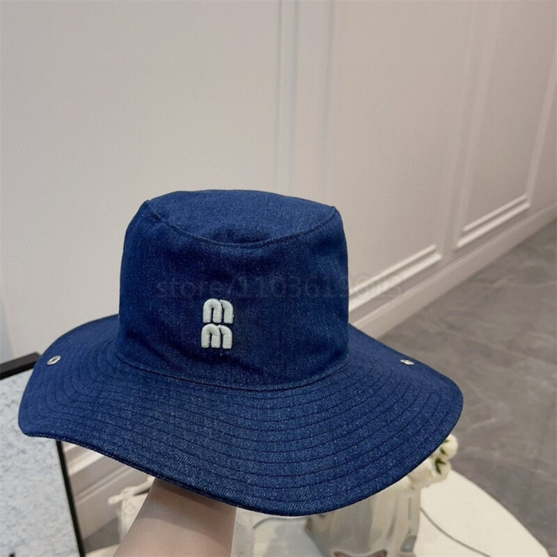 Women Bucket Hat Retro Embroidery 635257 Letter M Outdoor Sport Fashion Cap Women Hats Summer Big Brim Fisherman Design Cotton