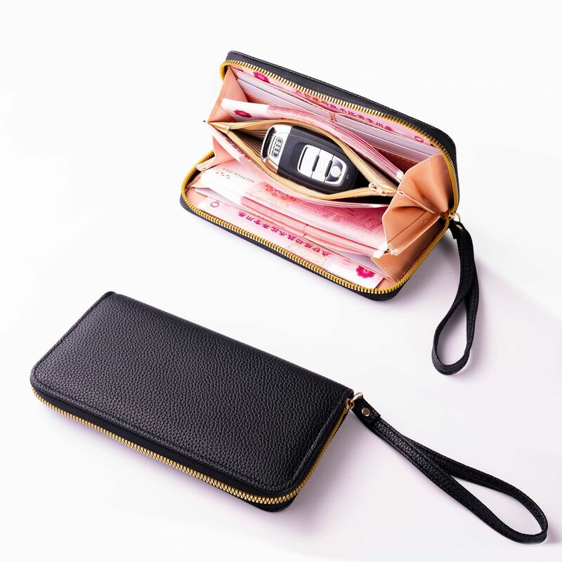 Damen Brieftasche Soft Pu Leder Karten halter einfarbig Reiß verschluss Münz geldbörse Mode einfache weibliche Clutch Tasche lange Frauen Brieftasche