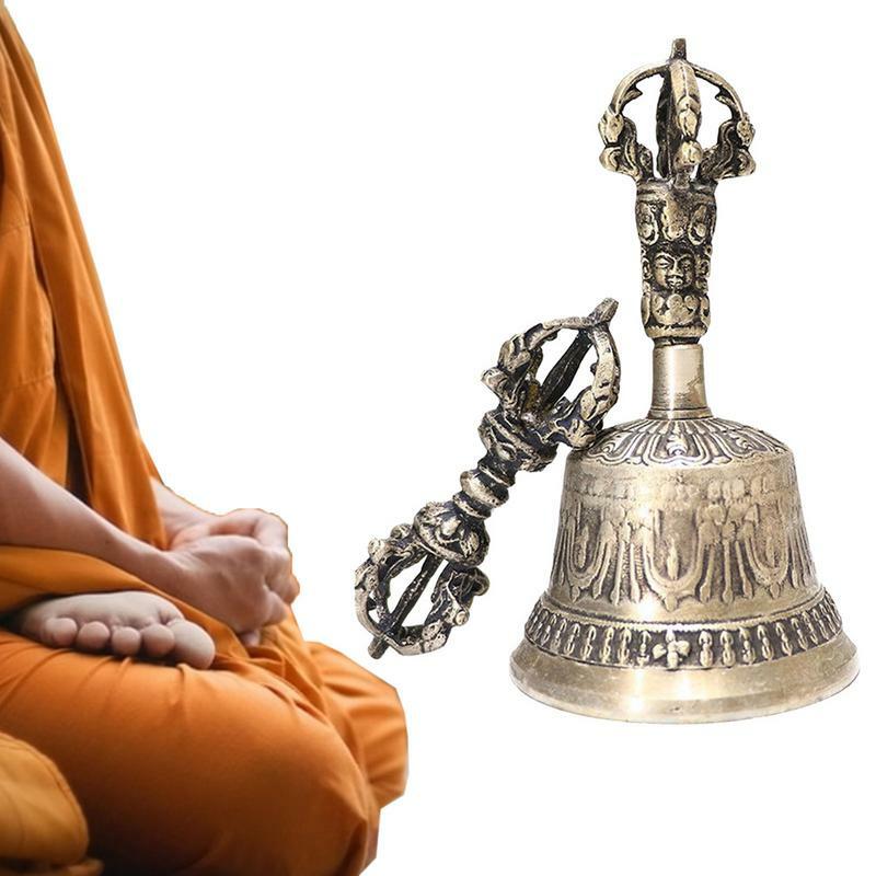 Campana da meditazione buddista tibetana e Set Dorje campana da meditazione e Dorje Set oggetti Dharma Dorje Vajra campana da meditazione altare