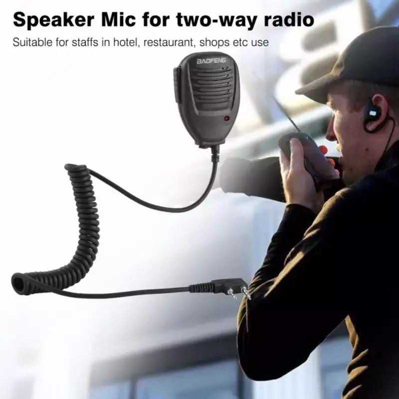 Baofeng mikrofon tangan Walkie Talkie, Speaker Radio Mic PTT untuk Walkie Talkie BF-888S UV-82 UV-5R UV-5RPro H9 H7 Ham Radio