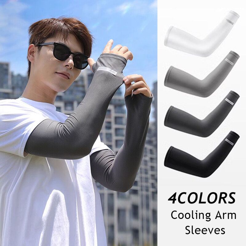 Sarung tangan tabir surya pria, 1 pasang sarung tangan lengan pelindung UV luar ruangan ringan bernapas untuk pria dan wanita