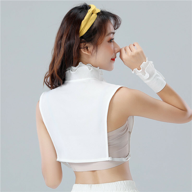 Linbaiway Women Shirt Fake Collar High Stand Ruffle Sweater Blouse Shirt False Collar Chiffon Removable Detachable Collar