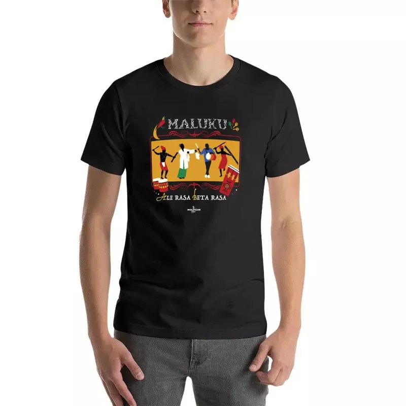 Molukken Dans En Drum Cultuur Kunst T-Shirt Voor Een Jongen Graphics Dier Prinvoor Jongens Sublieme T-Shirts Voor Mannen Katoen