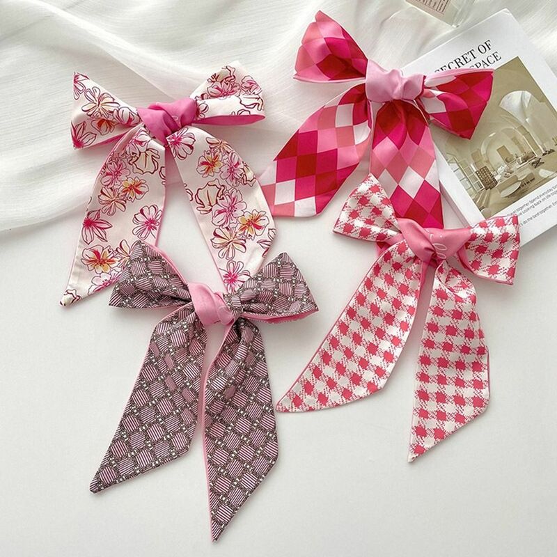 Милый розовый маленький длинный шарф, простой модный ободок с рисунком для женщин, аксессуары для украшения сумки