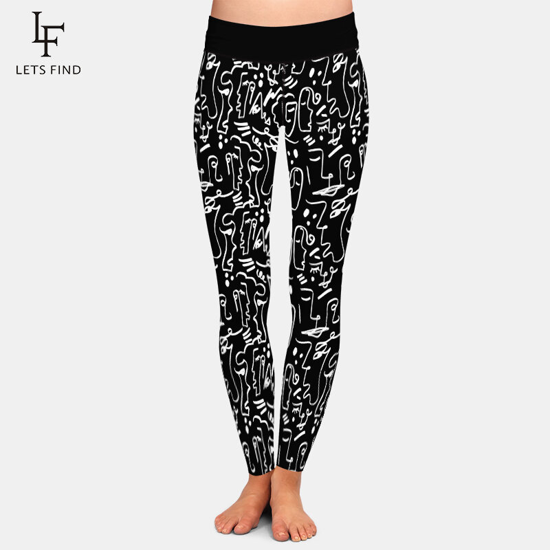 LETSFIND – pantalon taille haute pour femmes, Leggings de haute qualité, imprimé de géométrie abstraite 3D, mode, Fitness, doux et extensible