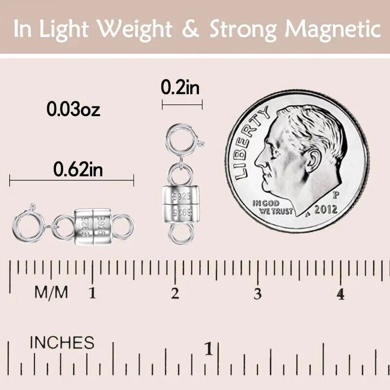 925 Sterling Silver Magnetic Necklace Clasps and Closures,Gold and Silver Magnetic Clasp Converter for Jewelry Making Supplies