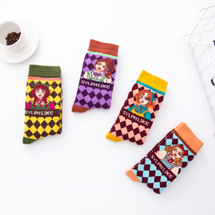 Calcedent-Calcetines coloridos con estampado de setas para Mujer, calcetín de algodón, Primavera, 010202
