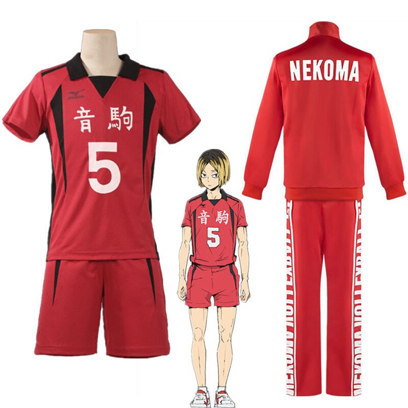 Haikyuu Cosplay Kostum Kenma Kazume, Kostum Sekolah SMA No 5, Baju Olahraga Lengan Pendek, Seragam Anime