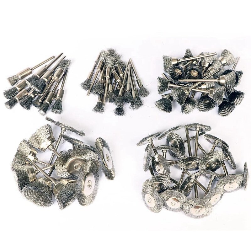 Kit de brosses métalliques pour outil lointain, roues métalliques en acier inoxydable, brosse à stylo, accessoires antirouille remodelés, 80 pièces