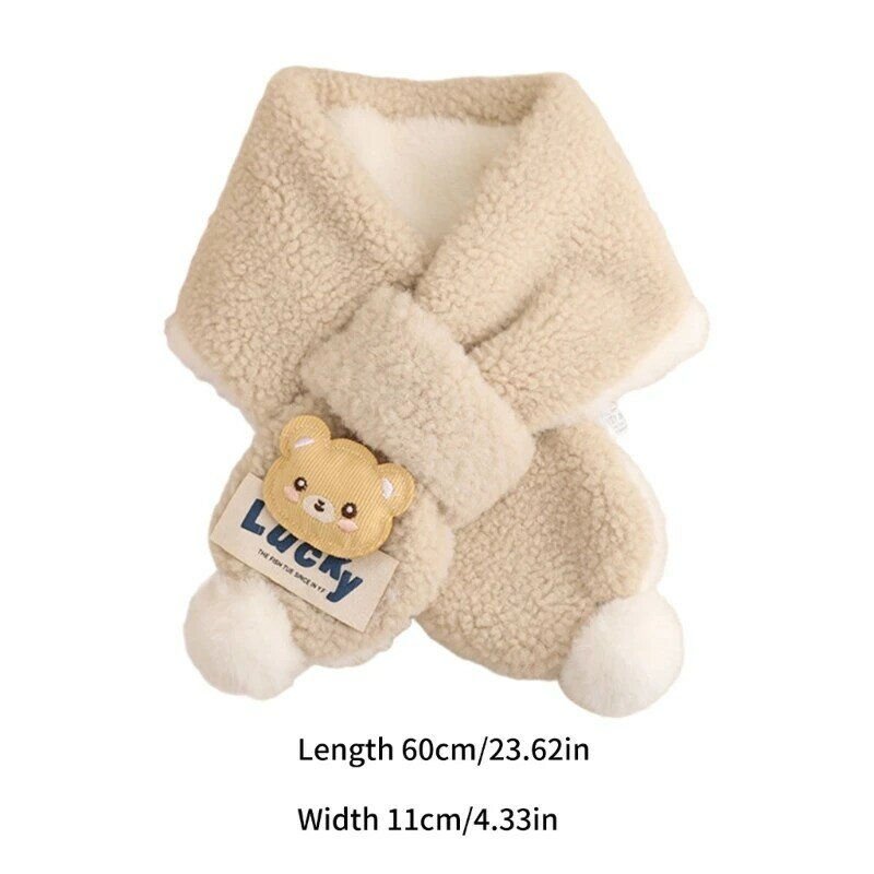 B2EB Bufanda cálida con forma oso para niños, bufanda moderna para niños, accesorio imprescindible para los días fríos