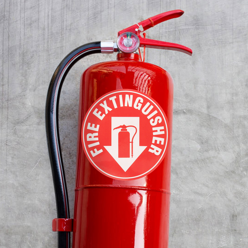 Adesivo redondo do sinal do extintor de fogo, Decalque auto-adesivo para segurança, Adesivos impermeáveis, O Pet, 3 pcs