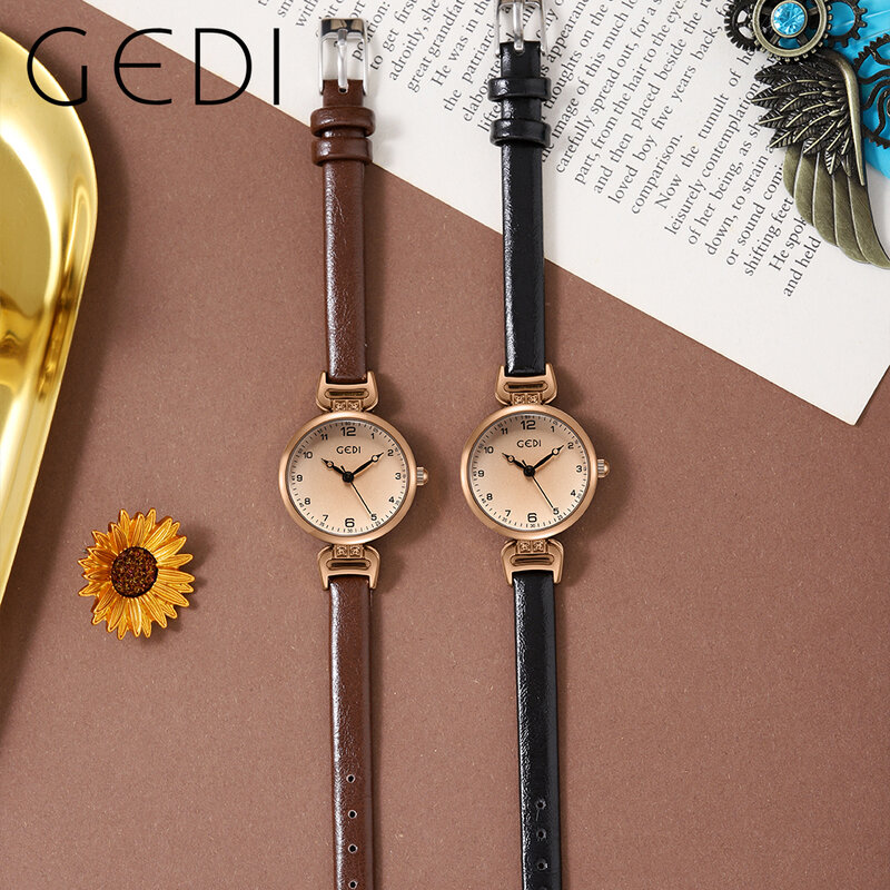 Relógio de quartzo de couro fino feminino, feminino, relógio de pulso impermeável feminino, simples, marca de luxo, moda