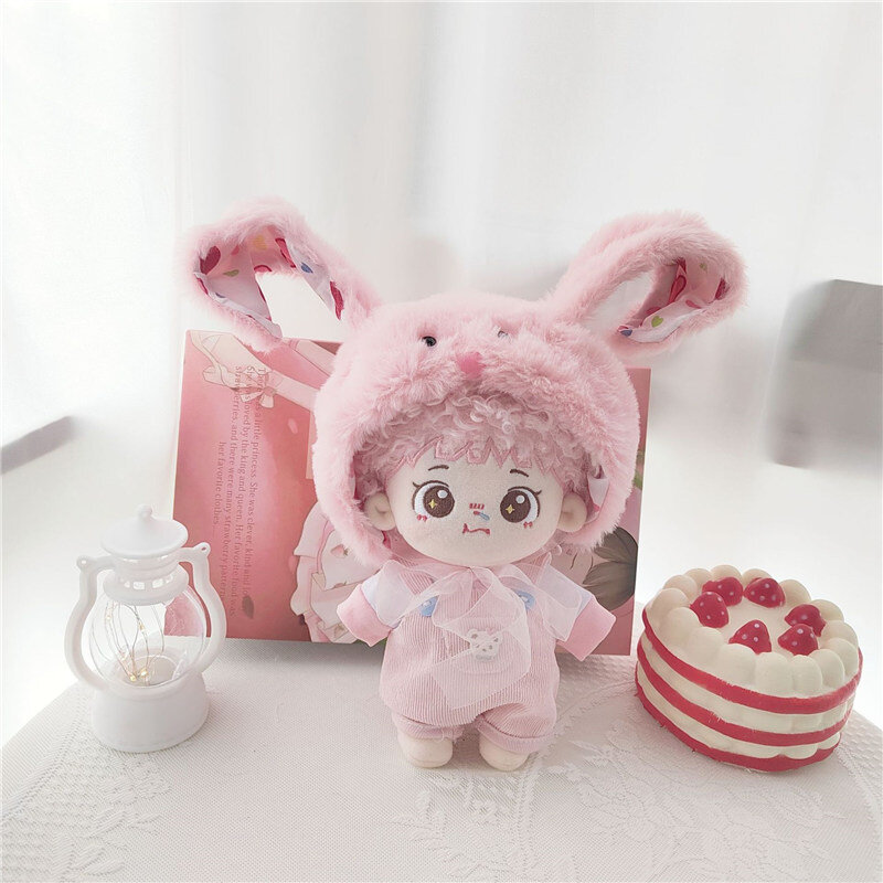 20cm boneca de pelúcia roupas piglet rosa 3 peça conjunto 20cm algodão cheio boneca vestir acessórios presente aniversário das crianças