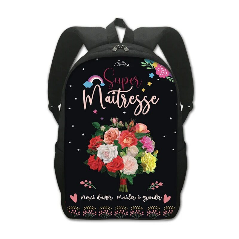 Super Atsem Merci Maitresse torba z nadrukiem estetyczne torby szkolne z grafiką dla uczniów plecak na laptopa dzień nauczyciela prezent z okazji ukończenia szkoły