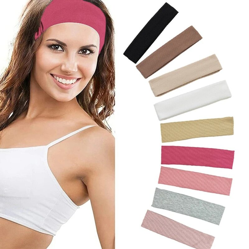 10 pz/set fasce per capelli lavorate a maglia tinta unita fascia elastica larga Unisex Sport Fitness Yoga fasce per capelli Wash Face Makeup Headwrap