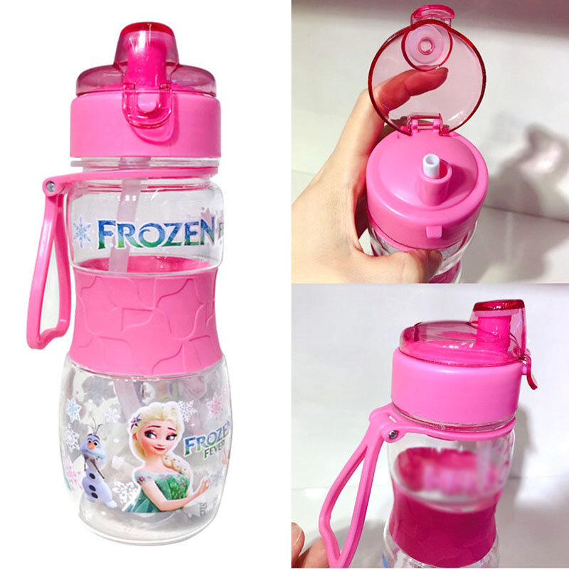 Disney Kids Water Sippy Cup creativo Cartoon Frozen Cars Marvel Spiderman Baby biberon con cannucce bottiglie portatili all'aperto