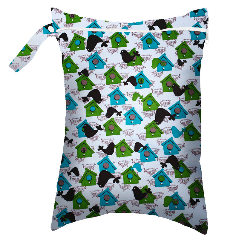 AIO tas popok bayi anti air, tas popok saku tunggal, motif PUL, tas basah, tas cucian untuk bayi, popok kain, 1 buah 30*40cm
