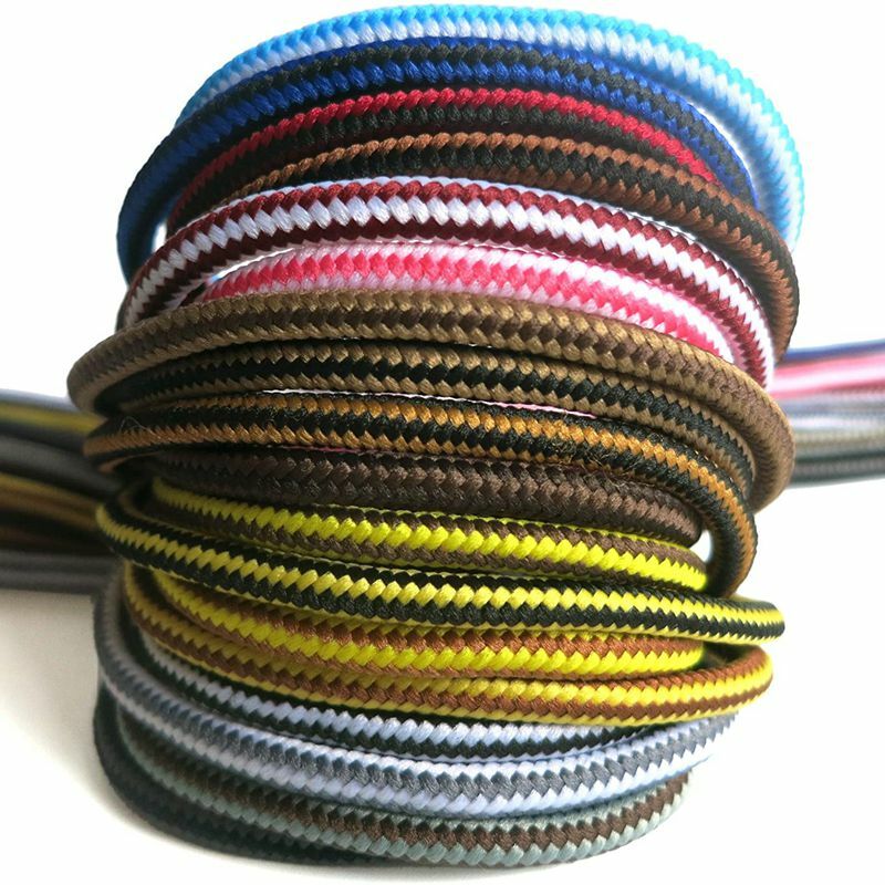 Cadarços listrados de cor dupla para tênis ao ar livre, 18 cores, botas de algodão cadarço, 18 cores redondas, 70cm, 90cm, 120cm, 150cm, 1 par
