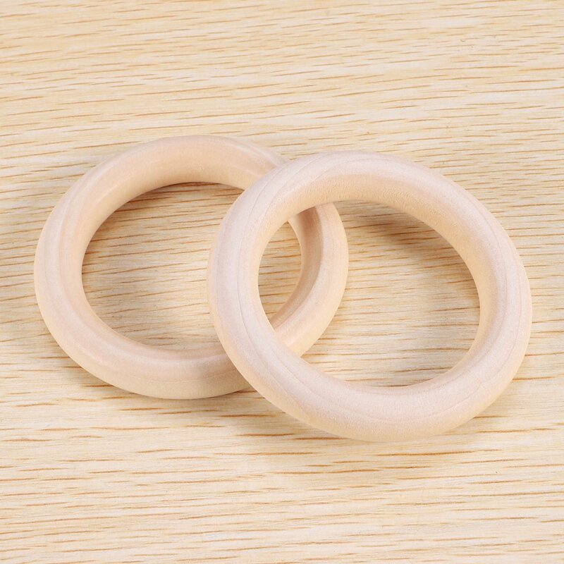 25 Pcs Natural Wood Rings 70Mm Unfinished Macrame Wooden Ring Wood Circles For DIY Craft Ring Pendant Jewelry Making