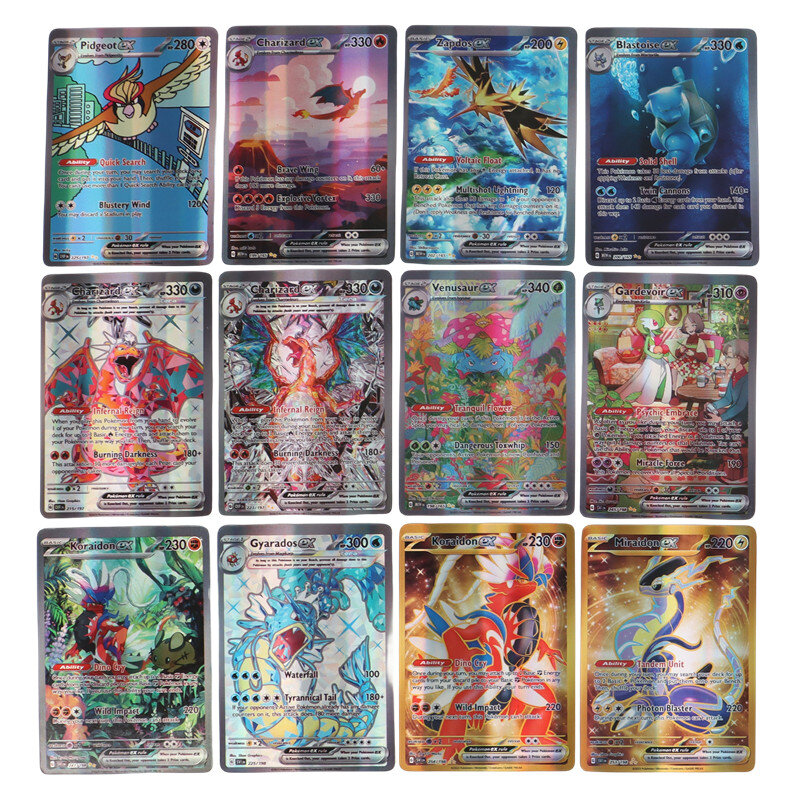 100 sztuk kart pokemonów, wszystkie nowe, EX obsydianowe pudełko wzmacniaczy płomieni zawiera karty pokemonów z charizardem angielska wersja
