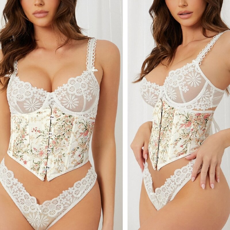 Sweet Corset with Embroidery Pattern Woman Sexy Corset Top Waist Shaper Corset Dropship