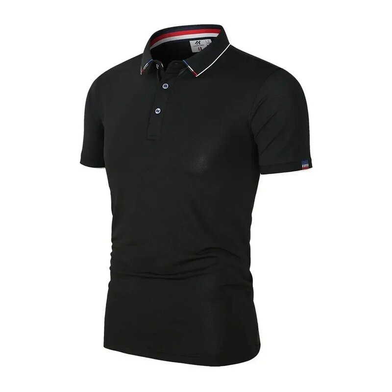 Męska monochromatyczna koszulka Polo, koszulka z krótkim rękawem, wysokiej jakości odzież biznesowa, wygodna tkanina, oddychająca letnia Blou