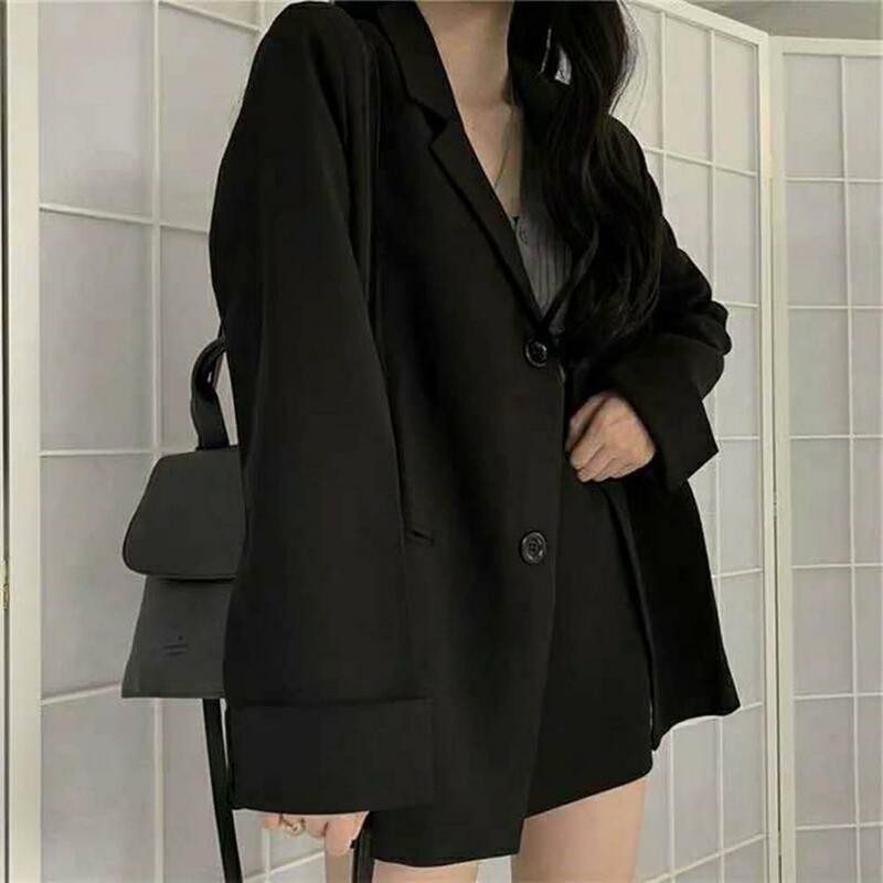 Blazers Women Korean Fashion Black Blazer Suit Jacket Coat Vintage Loose Fitting Blazer Coat Young Girl Minimalist Suit Coat