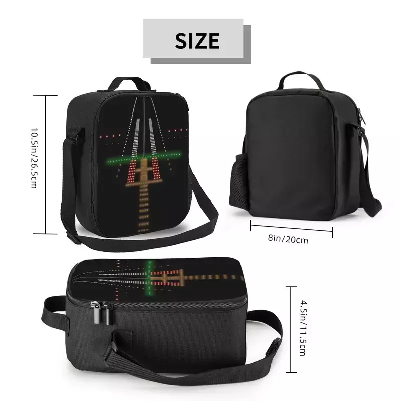 Airport Runway Lights At Night Thermal Insulated Lunch Bags Air Traffic Controller Lunch for Work School Travel Bento Food Box