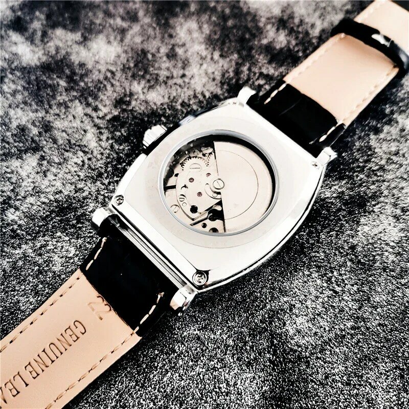 AOKULASIC Automatic Watches Male Top Brand Hollow Carved Tourbillon Mechanical Watch Men Waterproof Luxury Moon Phase Oval Hours