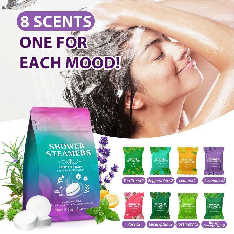 Shower Steamer 16 buah Shower Bombs aromaterapi mandi Steamer Set santai hadiah untuk wanita istri pacar ibu untuk