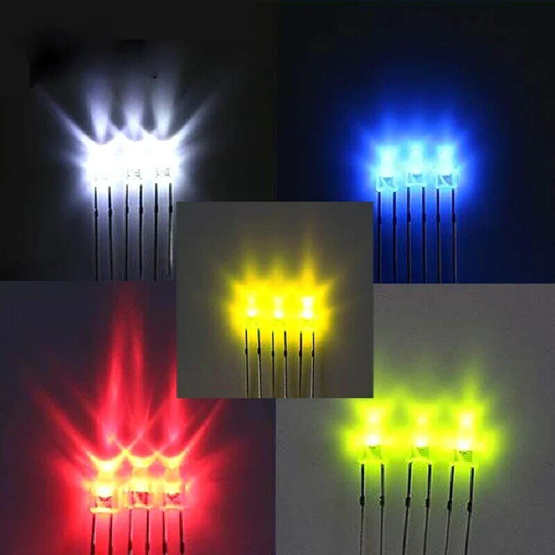 1000 buah Diameter 3mm 5mm LED manik lampu gelembung LED F3 F5 merah hijau kuning biru putih lurus ke seluruh pak F3 F5 LED
