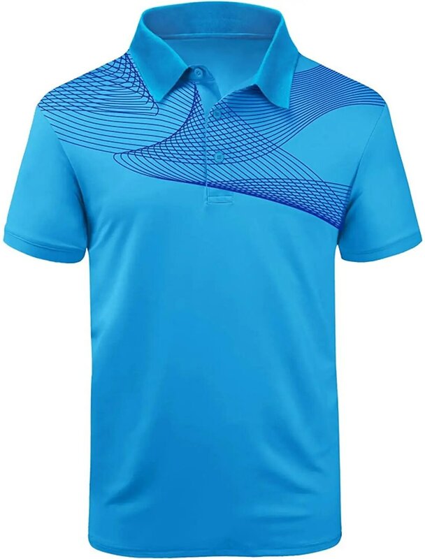Polo con estampado geométrico para hombre, camiseta de Golf con estampado gráfico, ropa de calle de manga corta con botones, 2024