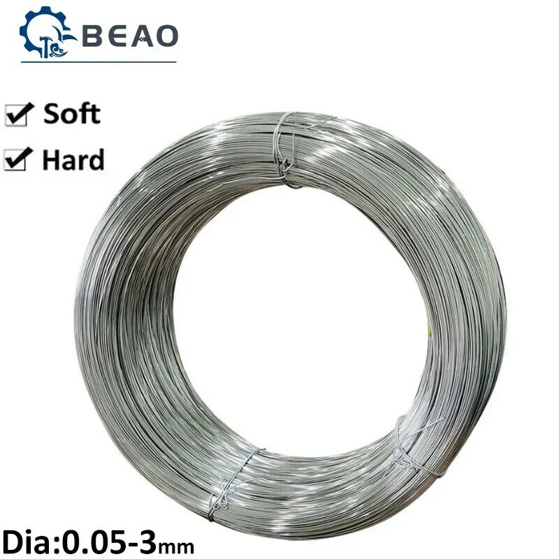Alambre de acero suave/duro de 1 a 30 metros, alambre de acero inoxidable 304, diámetro de 0,05-3mm, amarre de una sola hebra, alambre de hierro suave a prueba de óxido