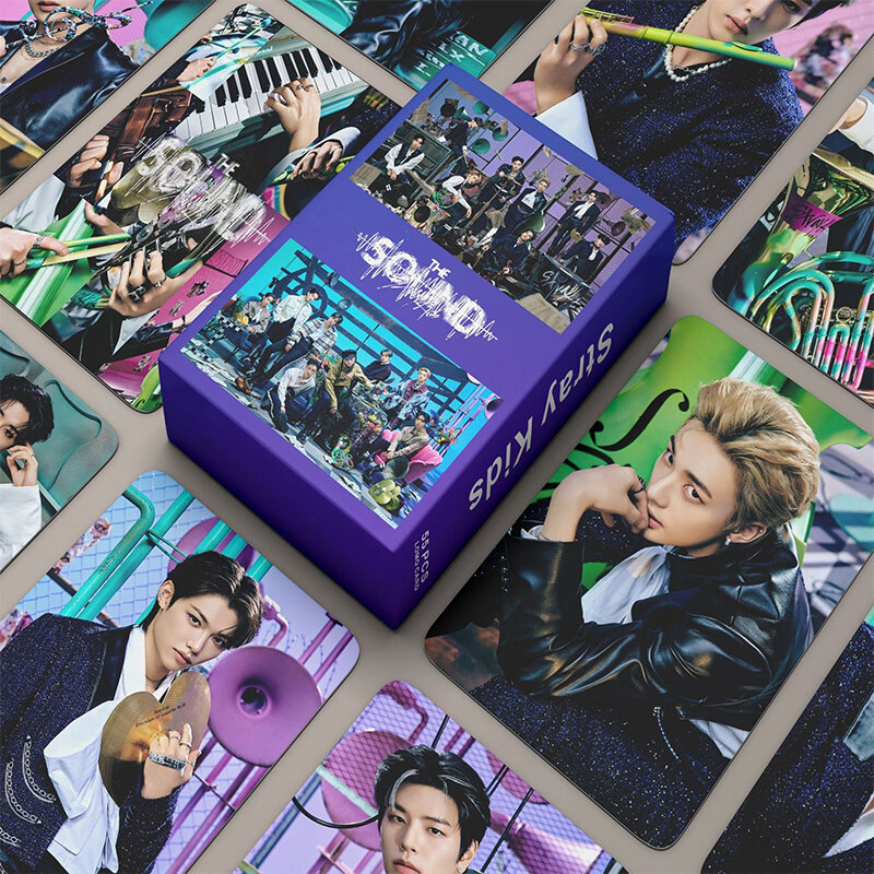 Kartu foto Kpop Stray Kids, set 55 buah kartu Lomo Album baru kualitas tinggi HD sisi ganda bercetak kartu foto