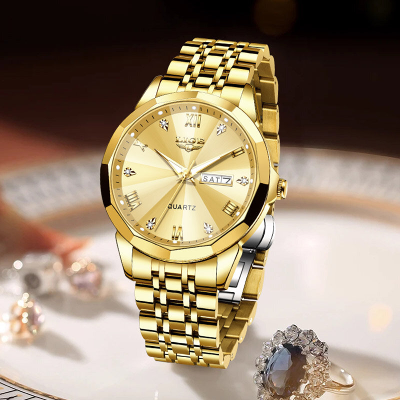 LIGE jam tangan olahraga wanita, arloji kasual Quartz mewah merek terkenal tanggal pekan untuk perempuan