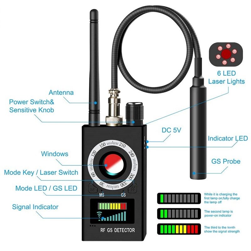 K18-ワイヤレスカメラ,rf検出器,1mhz-6.5ghz/gsm,GPS信号検出器,多機能カメラ