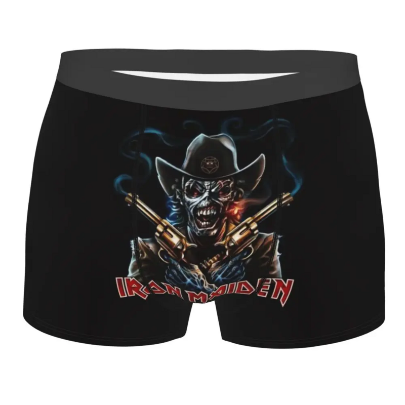 Custom Heavy Metal Maidens Skull Iron Underwear Men Stretch Boxer Briefs Shorts Panties Soft Underpants For Homme
