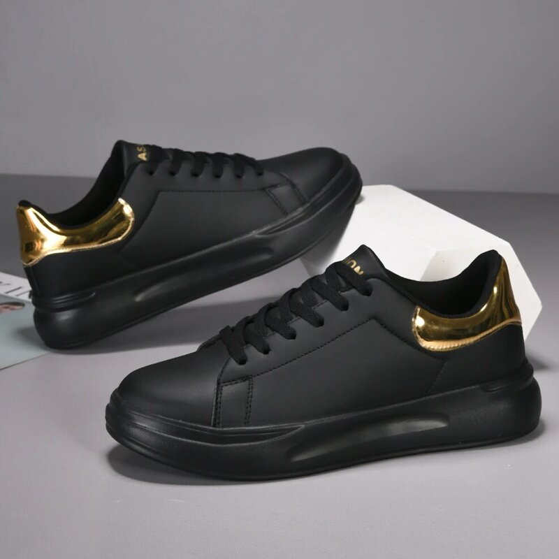 Zapatillas deportivas ligeras y transpirables para hombre y mujer, zapatos informales para correr, calzado versátil para monopatín pequeño, color negro