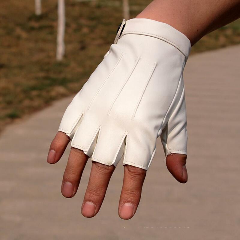 Перчатки на полпальца, водонепроницаемые перчатки из искусственной кожи на полпальца для вождения, занятий спортом на открытом воздухе, регулируемые однотонные перчатки на запястье для Хэллоуина