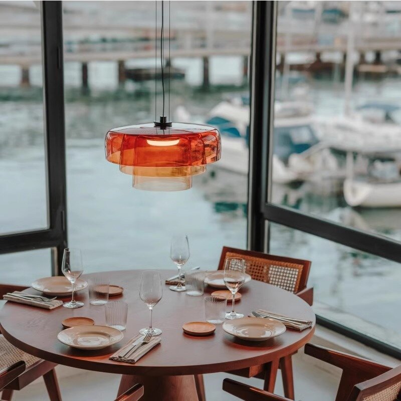 Домашний декор, люстра, Скандинавская простая Подвесная лампа для ресторана, для бара, гостиной, столовой, красочная стеклянная подвеска