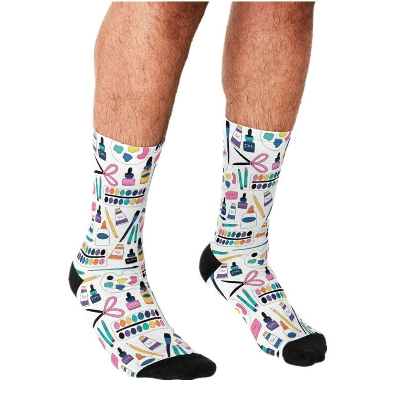 Calcetines divertidos con estampado de pastor australiano para hombre, medias harajuku, hip hop, informales, novedad