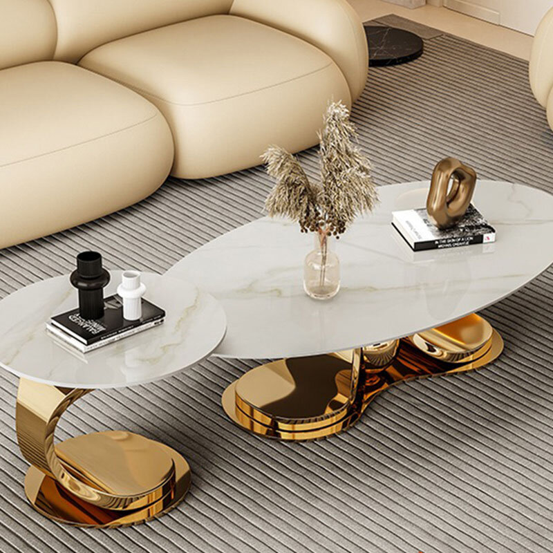 Mesas de café brancas luxuosas, projeto moderno, tabela lateral nórdica minimalista, metal dos pés, tabela irregular, mobília home
