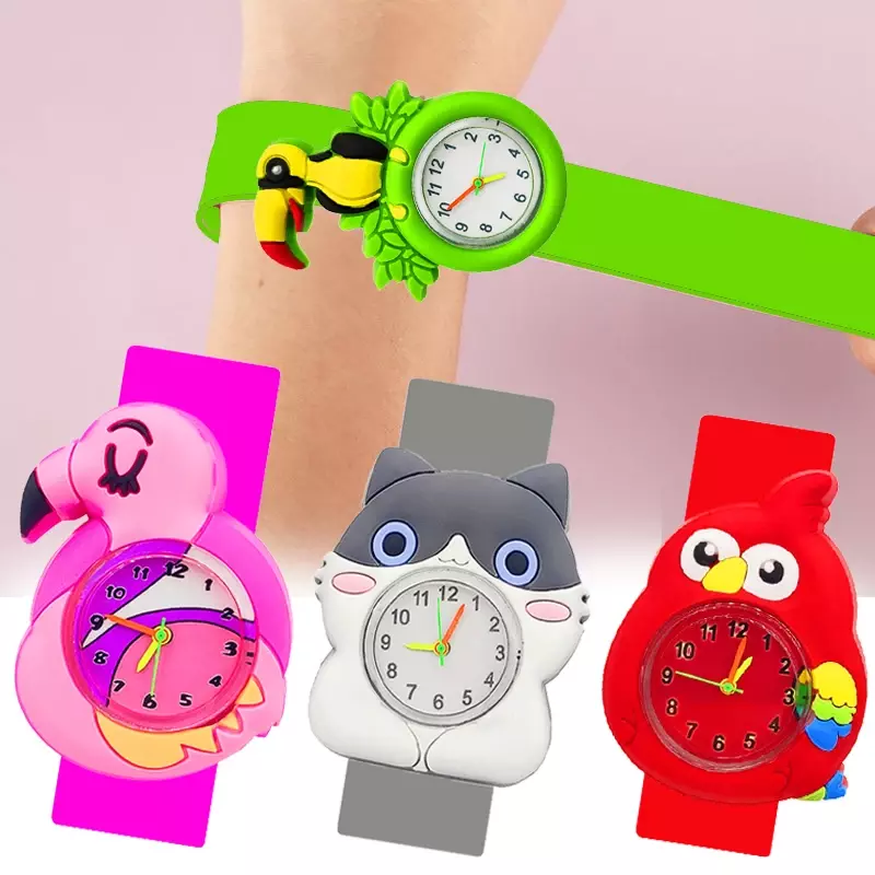 Dropshipping Cartoon Children Watch Clock Soft Silicone Slap Wrist Bending Circles Kids Watches for Boys Girls Birthday Gift